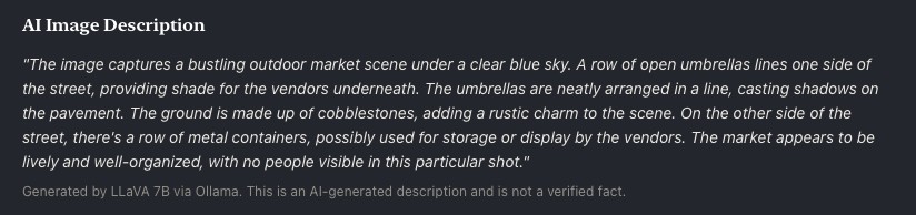 Jura Trace local AI image description generated by LLaVA 7B running on-device